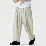Buddha Stones Spring Summer Casual Minimalist Drawstring Solid Long Pants Men's Straight Leg Pants With Pocket