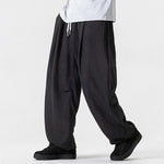 Buddha Stones Spring Summer Casual Minimalist Drawstring Solid Long Pants Men's Straight Leg Pants With Pocket