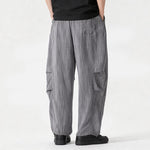 Buddha Stones Spring Summer Casual Minimalist Drawstring Solid Long Pants Men's Straight Leg Pants With Pocket