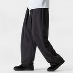 Buddha Stones Spring Summer Casual Minimalist Drawstring Solid Long Pants Men's Straight Leg Pants With Pocket