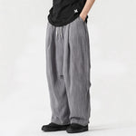 Buddha Stones Spring Summer Casual Minimalist Drawstring Solid Long Pants Men's Straight Leg Pants With Pocket