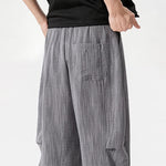 Buddha Stones Spring Summer Casual Minimalist Drawstring Solid Long Pants Men's Straight Leg Pants With Pocket
