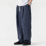 Buddha Stones Spring Summer Casual Minimalist Drawstring Solid Long Pants Men's Straight Leg Pants With Pocket