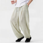 Buddha Stones Spring Summer Casual Minimalist Drawstring Solid Long Pants Men's Straight Leg Pants With Pocket
