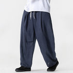 Buddha Stones Spring Summer Casual Minimalist Drawstring Solid Long Pants Men's Straight Leg Pants With Pocket