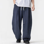 Buddha Stones Spring Summer Casual Minimalist Drawstring Solid Long Pants Men's Straight Leg Pants With Pocket
