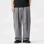 Buddha Stones Spring Summer Casual Minimalist Drawstring Solid Long Pants Men's Straight Leg Pants With Pocket