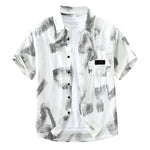 Buddha Stones Summer Casual Button-Up Abstract Men's Short Sleeve Shirts With Pocket