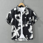 Buddha Stones Summer Casual Button-Up Abstract Men's Short Sleeve Shirts With Pocket