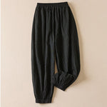 Buddha Stones Summer Casual Minimalist Plaid Drawstring Cropped Pants Women's Harem Pants With Pocket