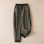 Buddha Stones Summer Casual Minimalist Plaid Drawstring Cropped Pants Women's Harem Pants With Pocket