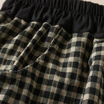 Buddha Stones Summer Casual Minimalist Plaid Drawstring Cropped Pants Women's Harem Pants With Pocket