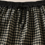 Buddha Stones Summer Casual Minimalist Plaid Drawstring Cropped Pants Women's Harem Pants With Pocket