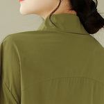 Buddha Stones Summer Casual Minimalist Button-up Solid Asymmetric Layered Design Women's Short Sleeve Shirts