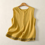 Buddha Stones Summer Casual Minimalist Button-Up Geometric Women's Sleeveless Shirts Tank Top