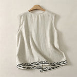Buddha Stones Summer Casual Minimalist Button-Up Geometric Women's Sleeveless Shirts Tank Top