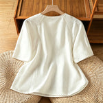 Buddha Stones Summer Tang Style Vintage Embroidery Frog Button Floral Women's Short Sleeve Shirts