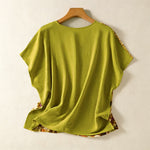 Buddha Stones Summer Casual Vintage Tang Style Pankou Floral Sunflowers Women's Short Sleeve Shirts
