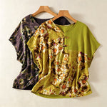 Buddha Stones Summer Casual Vintage Tang Style Pankou Floral Sunflowers Women's Short Sleeve Shirts