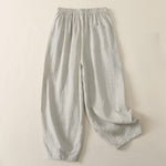 Buddha Stones Summer Casual Minimalist Solid Cropped Pants Pleated Women's Harem Pants With Pockets