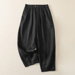 Buddha Stones Summer Casual Minimalist Solid Cropped Pants Pleated Women's Harem Pants With Pockets