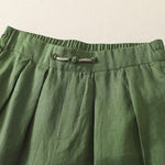 Buddha Stones Summer Casual Minimalist Solid Cropped Pants Pleated Women's Harem Pants With Pockets