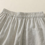 Buddha Stones Summer Casual Minimalist Solid Cropped Pants Pleated Women's Harem Pants With Pockets