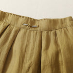 Buddha Stones Summer Casual Minimalist Solid Cropped Pants Pleated Women's Harem Pants With Pockets