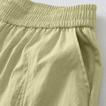 Buddha Stones Summer Casual Minimalist Solid Ruffled Hem Ankle Pants Women's Harem Pants With Pockets