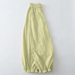 Buddha Stones Summer Casual Minimalist Solid Ruffled Hem Ankle Pants Women's Harem Pants With Pockets