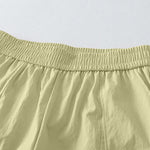 Buddha Stones Summer Casual Minimalist Solid Ruffled Hem Ankle Pants Women's Harem Pants With Pockets