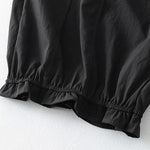 Buddha Stones Summer Casual Minimalist Solid Ruffled Hem Ankle Pants Women's Harem Pants With Pockets