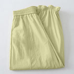Buddha Stones Summer Casual Minimalist Solid Ruffled Hem Ankle Pants Women's Harem Pants With Pockets