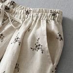 Buddha Stones Summer Casual Vintage Drawstring Floral Polka dots Cropped Pants Women's Harem Pants With Pocket