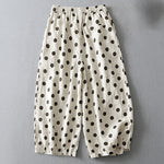 Buddha Stones Summer Casual Vintage Drawstring Floral Polka dots Cropped Pants Women's Harem Pants With Pocket