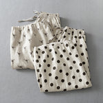 Buddha Stones Summer Casual Vintage Drawstring Floral Polka dots Cropped Pants Women's Harem Pants With Pocket