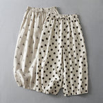 Buddha Stones Summer Casual Vintage Drawstring Floral Polka dots Cropped Pants Women's Harem Pants With Pocket