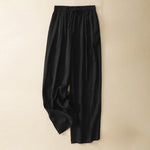 Buddha Stones Summer Casual Minimalist Drawstring Solid Long Pants Women's Tapered Pants With Pockets