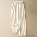 Buddha Stones Summer Casual Minimalist Drawstring Solid Long Pants Women's Tapered Pants With Pockets