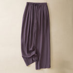 Buddha Stones Summer Casual Minimalist Drawstring Solid Long Pants Women's Tapered Pants With Pockets