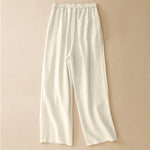 Buddha Stones Summer Casual Minimalist Drawstring Solid Long Pants Women's Tapered Pants With Pockets