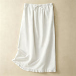 Buddha Stones Summer Casual Minimalist Drawstring Ruffled Lace-up Solid Women's Skirts With Pocket