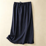 Buddha Stones Summer Casual Minimalist Drawstring Ruffled Lace-up Solid Women's Skirts With Pocket
