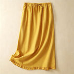 Buddha Stones Summer Casual Minimalist Drawstring Ruffled Lace-up Solid Women's Skirts With Pocket