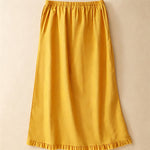 Buddha Stones Summer Casual Minimalist Drawstring Ruffled Lace-up Solid Women's Skirts With Pocket