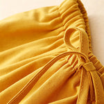 Buddha Stones Summer Casual Minimalist Drawstring Ruffled Lace-up Solid Women's Skirts With Pocket