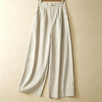 Buddha Stones Summer Casual Minimalist Solid Ankle Pants One Frog Button Women's Straight Leg Pants With Pockets
