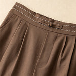 Buddha Stones Summer Casual Minimalist Solid Ankle Pants One Frog Button Women's Straight Leg Pants With Pockets
