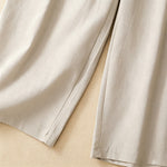 Buddha Stones Summer Casual Minimalist Solid Ankle Pants One Frog Button Women's Straight Leg Pants With Pockets