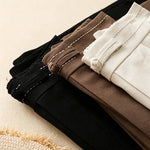 Buddha Stones Summer Casual Minimalist Solid Ankle Pants One Frog Button Women's Straight Leg Pants With Pockets